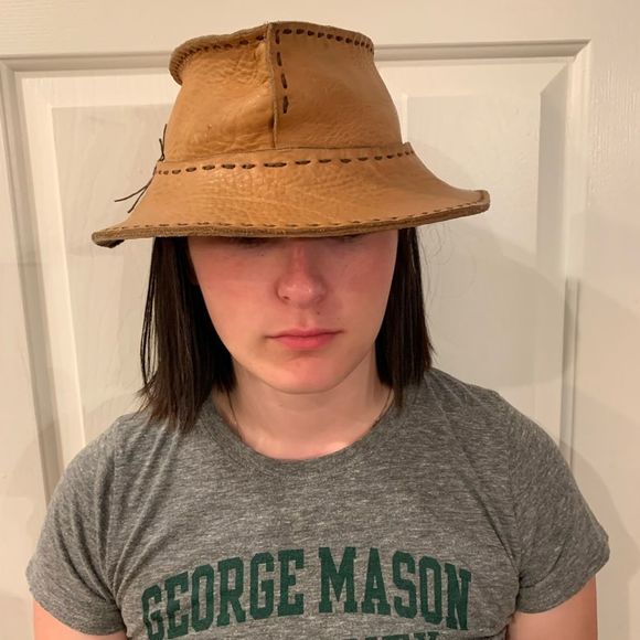 Vintage Accessories Vintage Leather Bucket Hat Poshmark